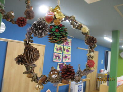 12月クリスマスリースの制作☆あめチーム☆